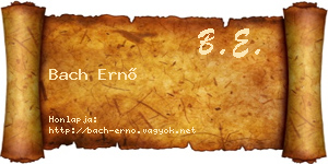 Bach Ernő névjegykártya